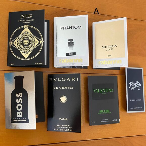 7 Men Cologne Samples - Initio, Ravanne, Polo, Boss, Bvlgari, Valentino - Picture 1 of 5